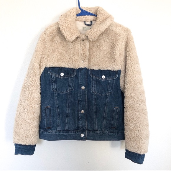 topshop sherpa denim jacket
